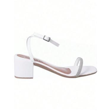 Imagem de Sandália Salto Alto Feminina Com Tira Fivela Salto Grosso Confortável 