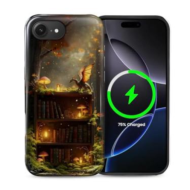 Imagem de CARLOCA Capa magnética para iPhone 16e, design de floresta de cogumelos brilhantes de dragões compatível com MagSafe híbrido de proteção dupla TPU macio PC rígido à prova de choque anti-arranhões capa
