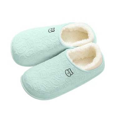 Imagem de Pantufas femininas de inverno forradas com lã casual para uso interno e externo, Verde, 36