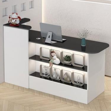 Imagem de Recepção, balcão de check-out, balcão de recepção, balcão de varejo, mesa de recepção com balcão, recepcionista, mesa de recepção pequena, balcão de loja, caixa L-Shap (preto-A