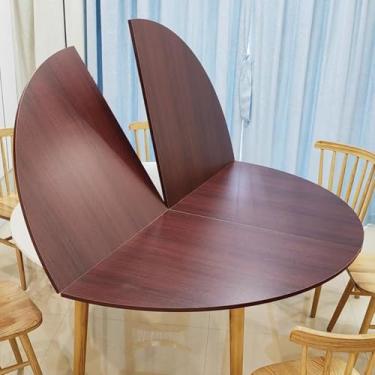 Imagem de Apenas tampo de mesa redonda de 47 a 87 polegadas, mesa dobrável de um quarto de madeira, mesa útil para cozinha, mesa lateral de café, textura de mármore mogno teca de nogueira (vermelho, 170 cm))