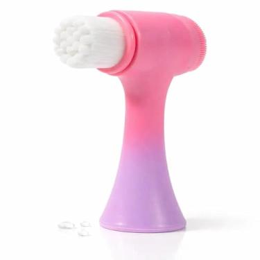 Imagem de Escova esfoliante de silicone para limpeza facial, cerdas macias, limpeza profunda dos poros, escova manual de lavagem facial dupla para massagem B