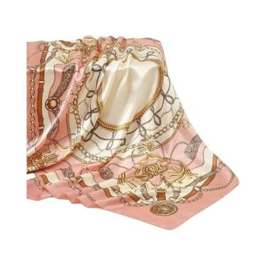 Imagem de Lenço Hijab Hip Hop Feminino Em Seda Satin Com Estampa Quadrada, Cache