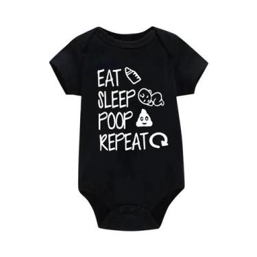 Imagem de Macacão Para Bebês Recém-nascidos, Manga Curta, Engraçado, Comer, Dorm