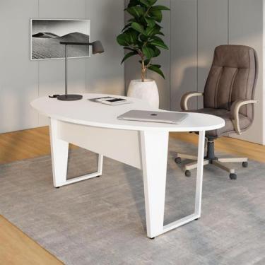 Imagem de Mesa Linear Orgânica 175cm x 92cm com Pés Metal para Escritório F5 Off