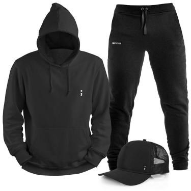 Imagem de Conjunto Moletom Masculino Ponto e Virgula Cores Com Boné-Unissex