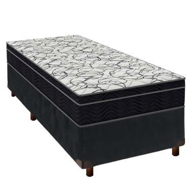 Imagem de Cama Box Cinza + Colchão Solteiro Airtech 150 Ortobom