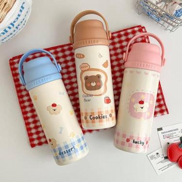 Imagem de Garrafa Térmica 500ml infantil ursinho antivazamento - Garrafa Termica