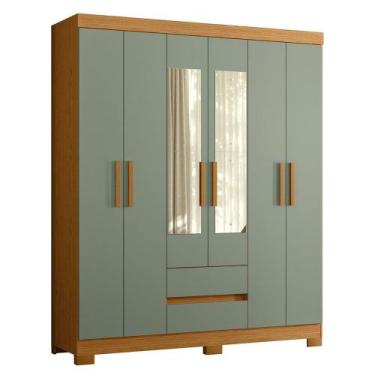 Imagem de Guarda Roupa Olímpia 06 Portas MDP com Espelho Albatroz Móveis, Cinamo