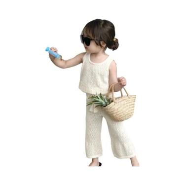 Imagem de Conjunto De Verão Para Meninas Em Renda Tricotada, Colete Respirável E