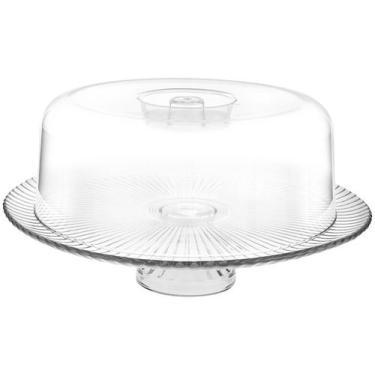 Imagem de Boleira de Vidro com Pé e Tampa de Plástico Linha Gourmet. - Ruvolo