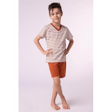Imagem de Pijama Malha Juvenil Curto Juvenil Listrado Lupo 20021, Algodão. Taman