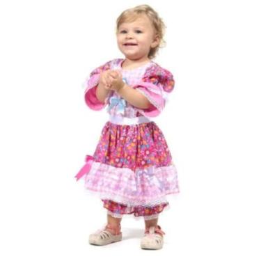 Imagem de Vestido de Festa Junina Caipira Bebê Luxo - Sulamericana, Pink