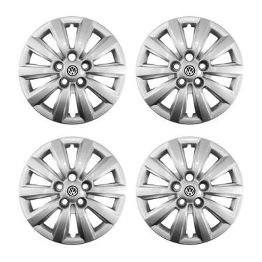 Imagem de Jogo Calota Aro 14 Vw Fox Polo 2014 2015 Prata + Emblema Resinado - GF