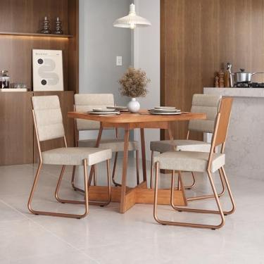 Imagem de Conjunto Sala de Jantar 4 Cadeiras Charlotte Carraro Nogal