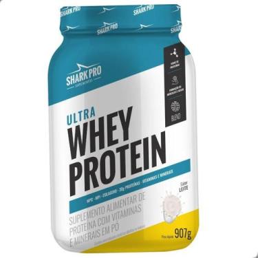 Imagem de Ultra Whey Protein Albumina Colageno Pote 900g Shark Pro, Leitinho