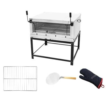 Imagem de Forno Gás Industrial Pedra Roma Inox 90 Firi90 + 1 Grade Extra + Luva Térmica + pá Pizz...