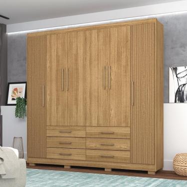Imagem de Guarda Roupa Casal Leon 6 Portas Giratórias 6 Gavetas MDP com 10 Prateleiras 2 Cabideir...