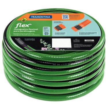 Imagem de Mangueira para Jardim Tramontina PVC 15m Resistente Flexível Engate Rosqueado e Esguicho