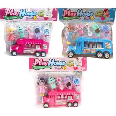 Imagem de Playset Caminhão de Sorvete com Boneco e Acessórios BA-13643 para Brincar de Vender Doces Modelos Sortidos