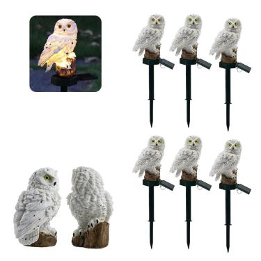 Imagem de Coruja Luminaria Solar Kit 6 Uni Jardim Quintal Casa Decoraçao Enfeite Multiuso Luz Led Resistente Escultura Aves
