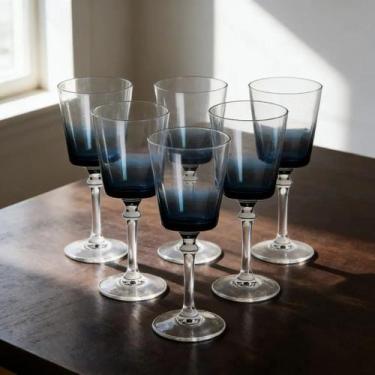 Imagem de Jogo 6 Taças de Vidro 335ml Transparente Fumê para Bebidas e Mesa Eleg
