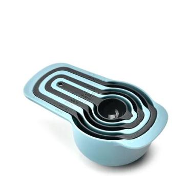 Imagem de Conjunto Medidores Culinários James.F 6 Peças Preto e Azul - Prático e