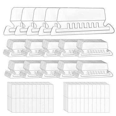 Imagem de hupos Abas de pasta de arquivo, 100 + 200 conjuntos de abas de pasta de arquivo suspensas com inserções para pastas suspensas, abas de arquivo de plástico transparente de 5 cm para identificação