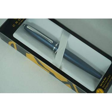 Imagem de Caneta esferográfica com ponta cruzada de cetim azul meia-noite com assinatura cruzada Calaise Selectip.