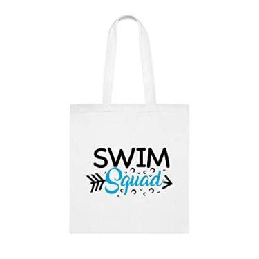 Imagem de Bolsa de natação Squad, presente de nadador, bolsa de ombro de nadador, sacos reutilizáveis de esquadrão de natação, ideia de presente de cesta de natal de aniversário, presente para ela, presente para ele, bolsa feminina, Branco