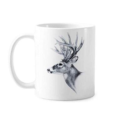 Imagem de Sketch Deer Preto Branco Art Deco Presente Caneca Moda Cerâmica Café Porcelana Utensílios de Mesa