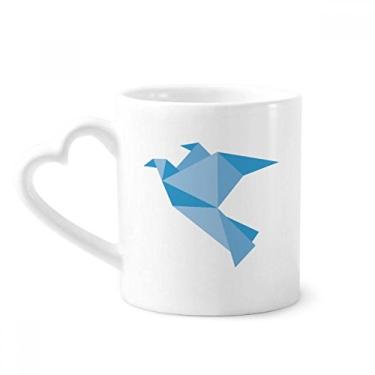 Imagem de Caneca com estampa de pombo azul abstrata origami café cerâmica copo de coração de vidro