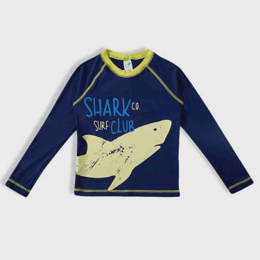 Imagem de Camiseta Infantil Proteção Solar Azul Tubarão Manga Longa Tip Top