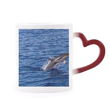 Imagem de Caneca Ocean Water Killer Whale Nature Picture Sensível ao Calor Caneca Vermelha Mudança de Cor
