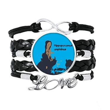 Imagem de OFFbb-USA Hippopotamus pulseira grande de água doce acessório amor pulseira de couro torcido para presente