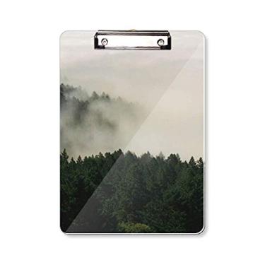 Imagem de Mountain Fog Forest Cloud Sky Prancheta pasta para escrever placa A4