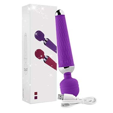 Imagem de Vibrador Massageador Recarregável com 10 Modos de Vibração 20 x 4 cm Roxo - Magic Wand REF:MM1015
