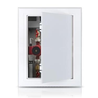 Imagem de Powrocket Painel de acesso para drywall e teto, porta de acesso, 20 x 25 cm, placa de cobertura com plástico ABS resistente e durável para encanamento, cabos elétricos e fiação