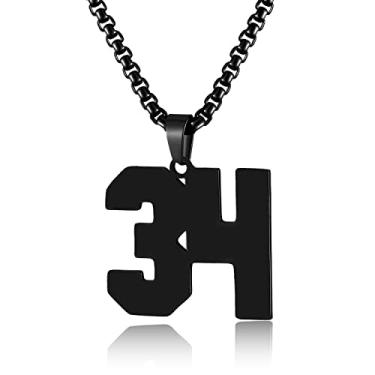 Imagem de HSWYFCJY Colar com números de ouro para homens, pingente de corrente de números de atletas de aço inoxidável, joia esportiva personalizada para meninos, basquete, beisebol, futebol, hóquei no gelo