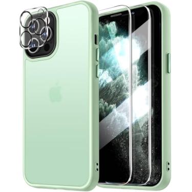 Imagem de Dssairo Capa 5 em 1 para iPhone 11 Pro, com 2 protetores de tela + 2 protetores de lente de câmera, [proteção de grau militar de 15 pés] Antiimpressões digitais, antiarranhões, translúcida fosca