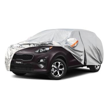 Imagem de Capa de carro SUV de 6 camadas Kayme Impermeável para todos os climas para automóveis, cobertura completa para uso externo, proteção contra chuva e sol, UV, prata