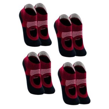 Imagem de Kit Com 4 Pares De Meias Lupo Feminina Pilate Antiderrapante, Cereja, 