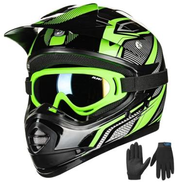 Imagem de ILM Motocicleta infantil ATV Motocross Dirt Bike BMX Downhill Off-Road MTB Mountain Bike Capacete aprovado pelo DOT (juvenil, verde/prata)