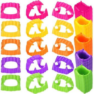 Imagem de BBTO 144 Pieces Halloween Plastic Vampire Teeth Vampire Fangs Fake Werewolf Teeth for Masquerade Parties Costume Accessory (Yellow, Green, Orange, Pink, Purple)