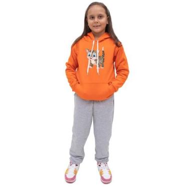 Imagem de Conjunto Moletom Infantil Meninas Blusa Canguru Capuz e Calça Comprida