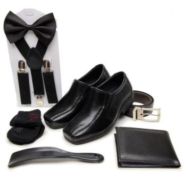 Imagem de Kit Pajem Casamento Sapato Social Infantil Cinto Carteira Suspensorio 