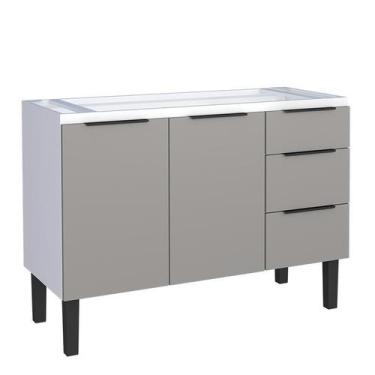 Imagem de Gabinete de Aço Para Pia 120cm 2 Portas 3 Gavetas Jupter Cozimax Cinza