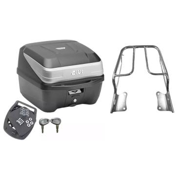 Imagem de KIT BAÚ MOTO 33L GIVI + BAGAGEIRO Ybr Factor 125 2009 2010 2011 2012 2013 2014 2015 PROJÉTIL