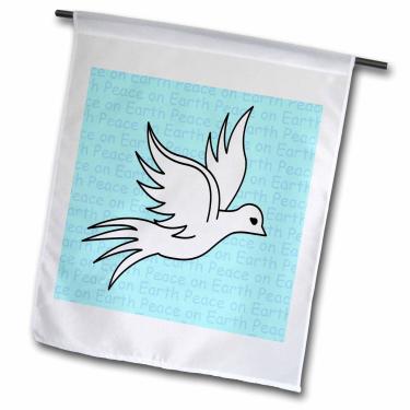 Imagem de 3dRose fl_10858_1 Bandeira de jardim azul com estampa de pomba, branca, 30 x 45 cm