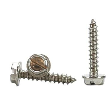 Imagem de #6 x cabeça de arruela hexagonal de aço inoxidável com parafuso de chapa de metal (3/8" a 1" na listagem) 100 peças de parafusos de metal de folha, #6x3/4 INCH